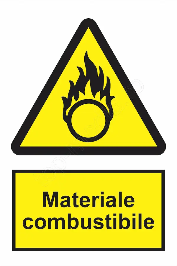 indicator ssm de pericol - dreptunghiular - materiale combustibile