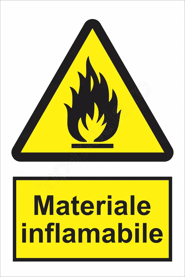indicator ssm de pericol - dreptunghiular - materiale inflamabile