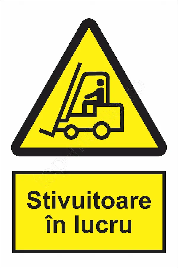 indicator ssm de pericol - dreptunghiular - stivuitoare in lucru